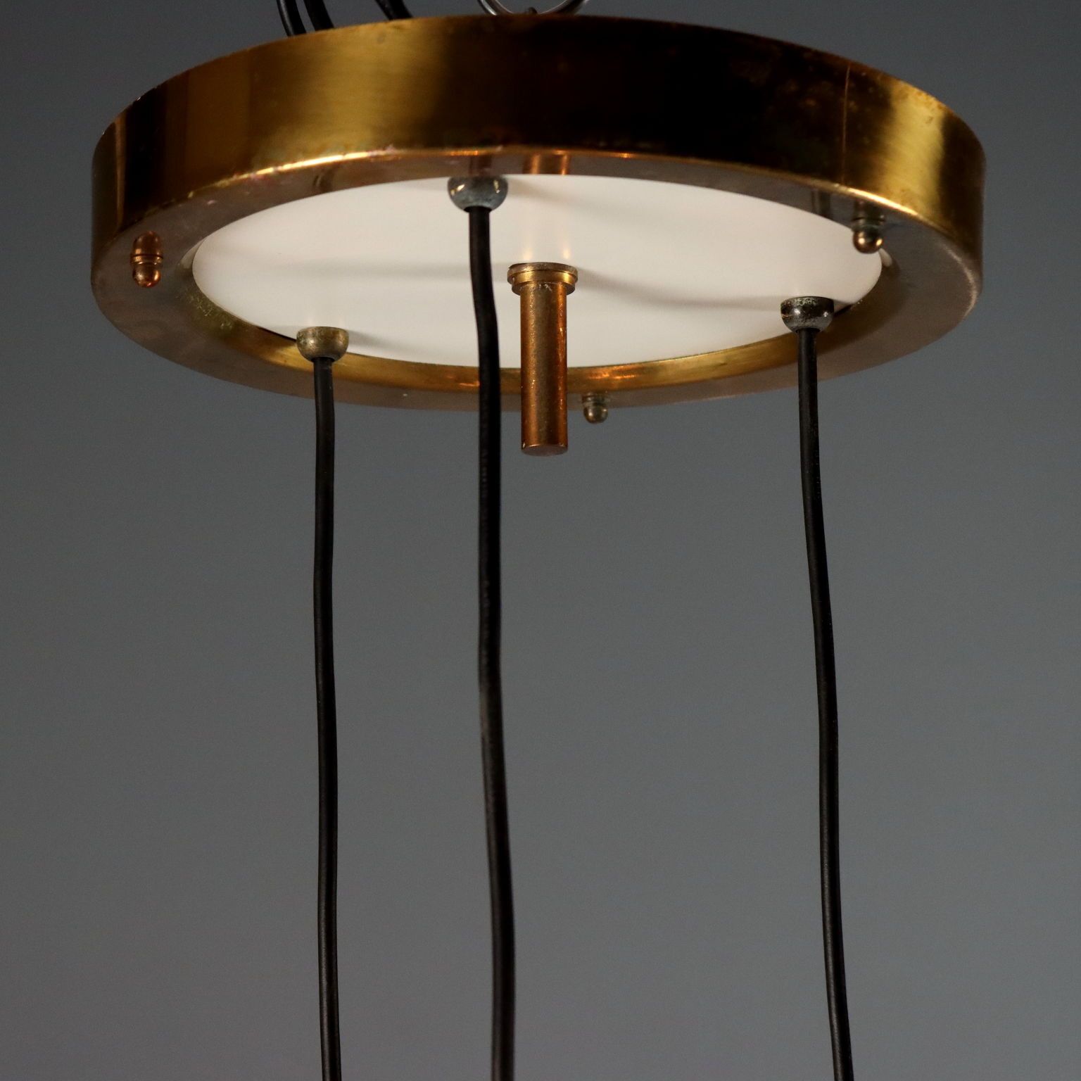 Messing en rookglas lamp, ca. jaren 1960 photo Verlichting