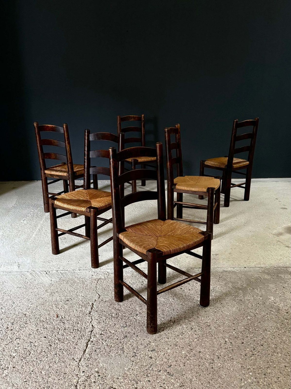 Franse Provinciale Design Eetkamerstoelen van Georges Robert, Frankrijk jaren 1940 photo 3600.0