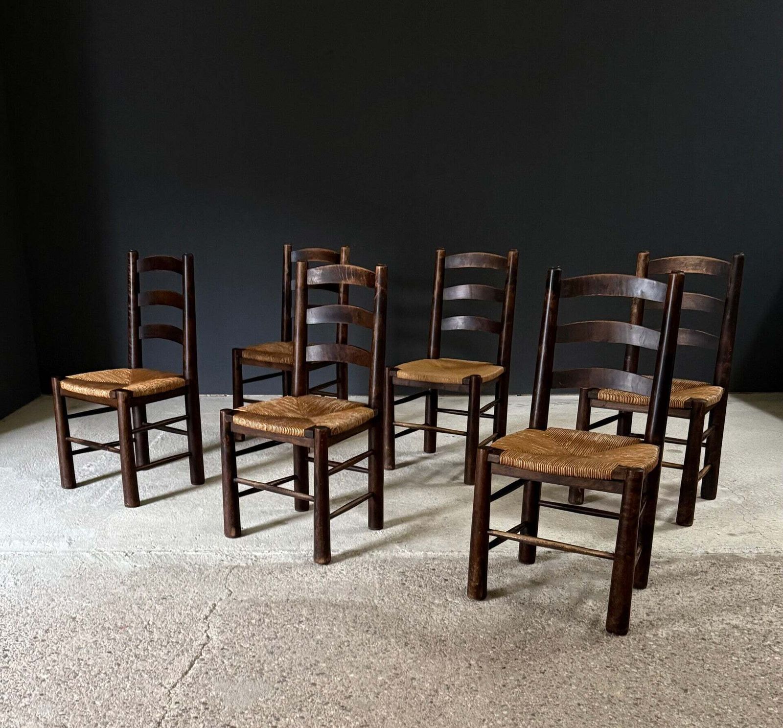 Franse Provinciale Design Eetkamerstoelen van Georges Robert, Frankrijk jaren 1940 photo vinterior