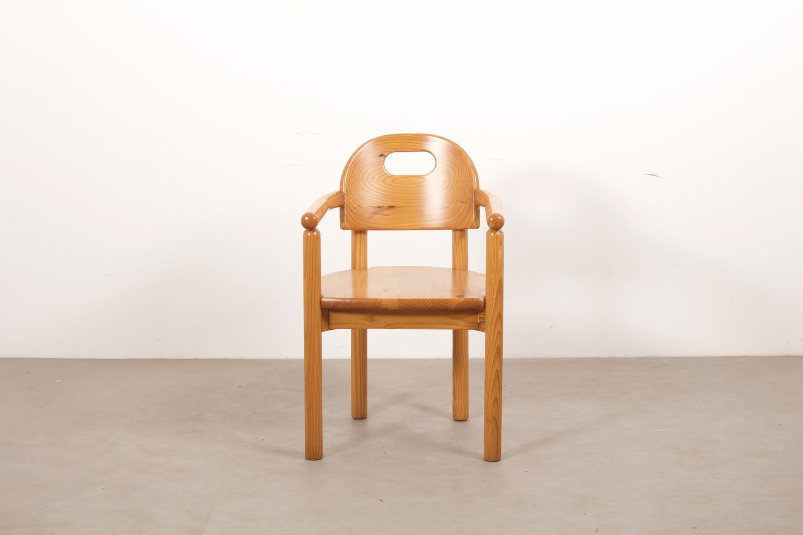 Vintage 1970s Solid Pine Chair With Arms In The Manner Of Rainer Daumiller Made In Germany photo vinterior
