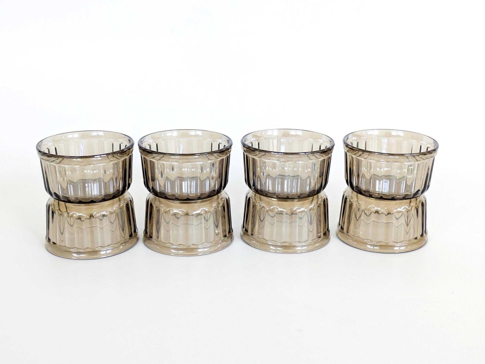 Vintage Arcuisine Rookglazen Ramekins Set Van 8 jaren 1970-80 Soufflé Of Dessertschaaltjes photo for sale