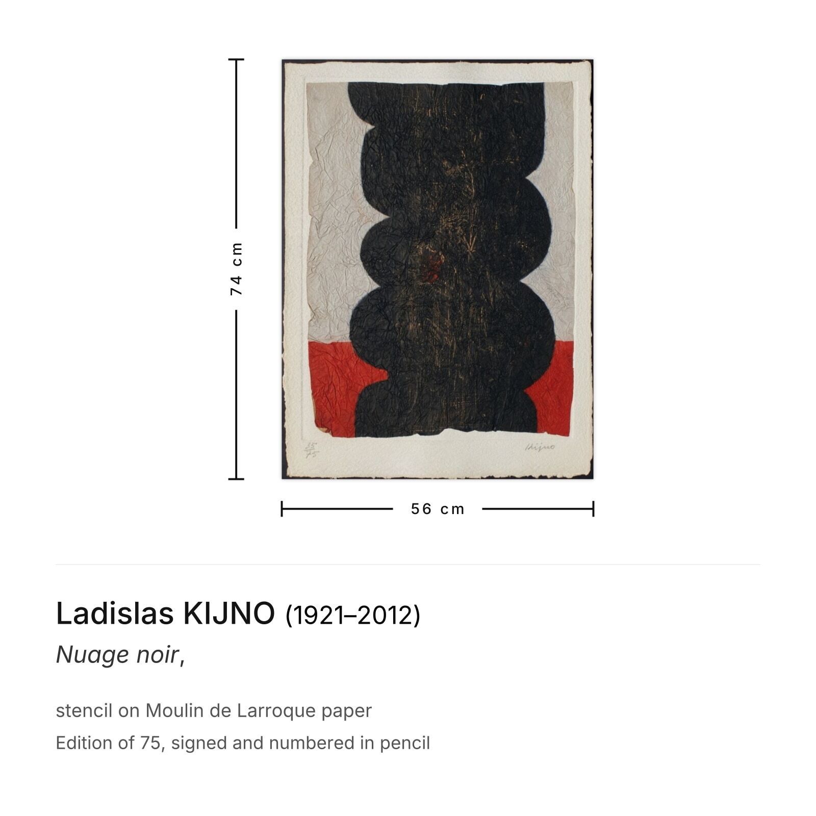 Ladislas Kijno Signed Stencil Nuage Noir photo furniture