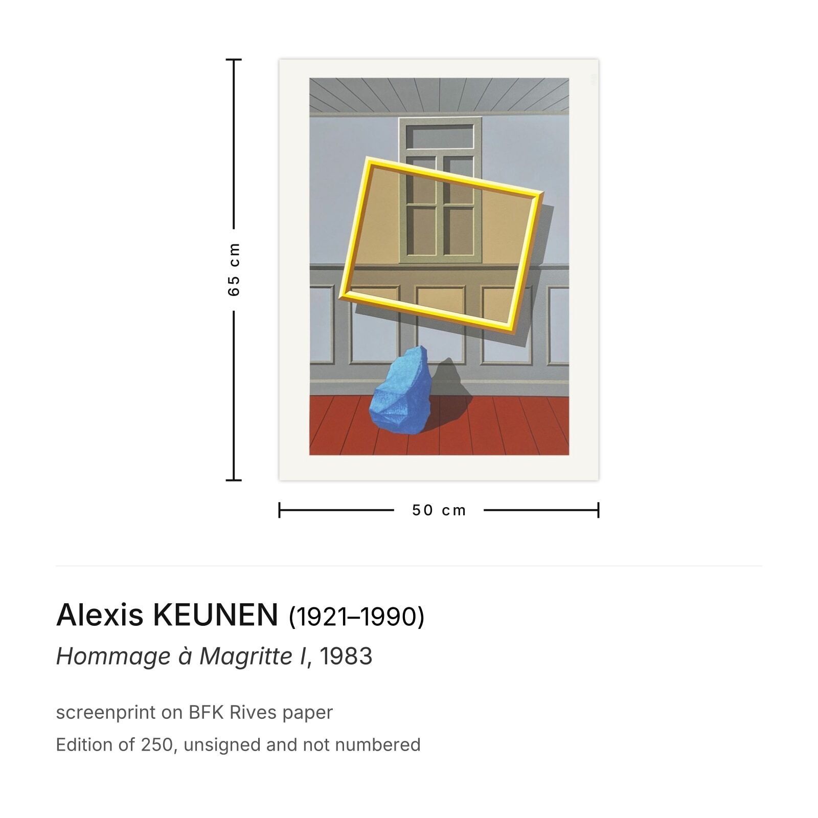 Alexis Keunen Zeefdruk Hommage à Magritte I 1983 photo furniture