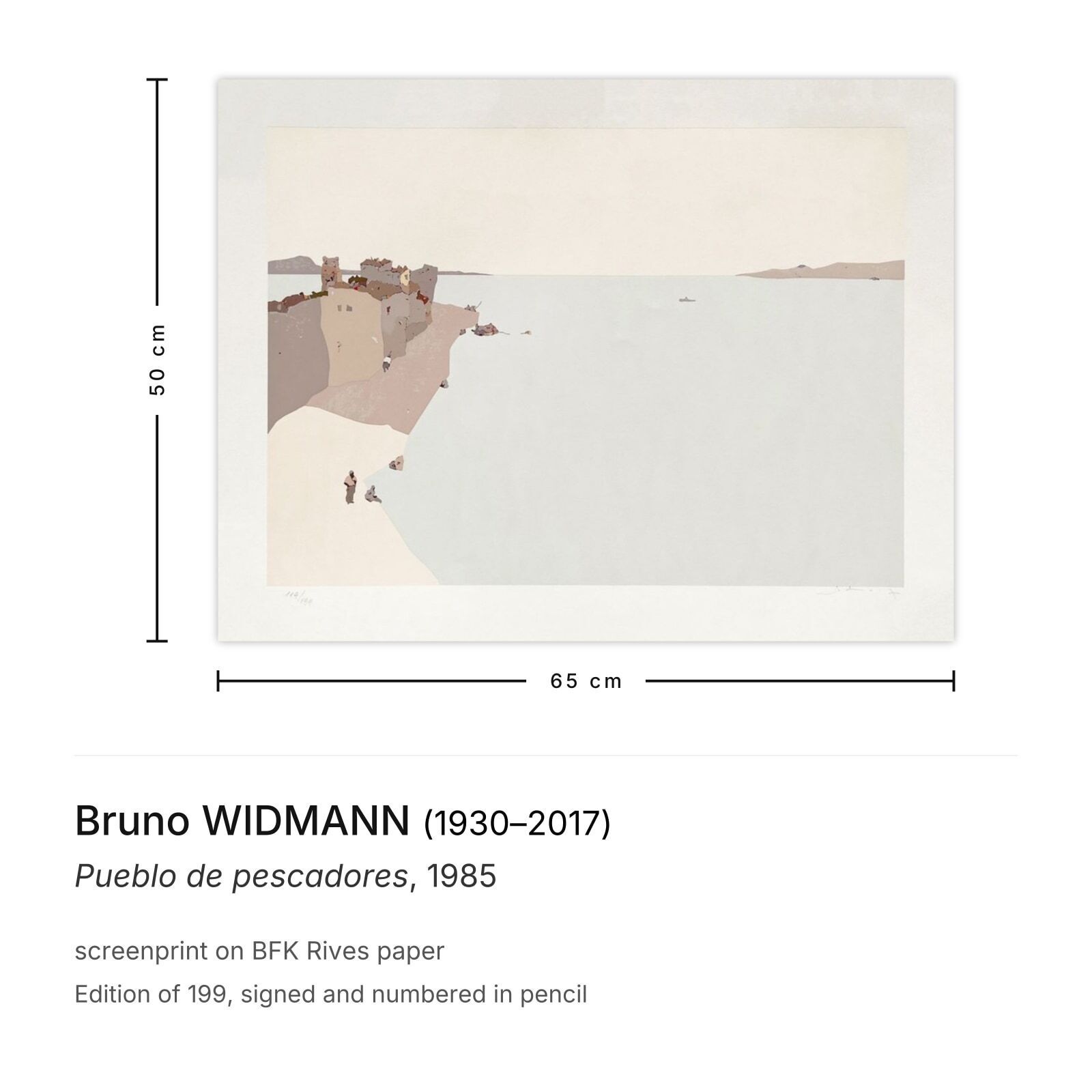 Bruno Widmann, sérigraphie signée Pueblo De Pescadores, 1985 photo furniture