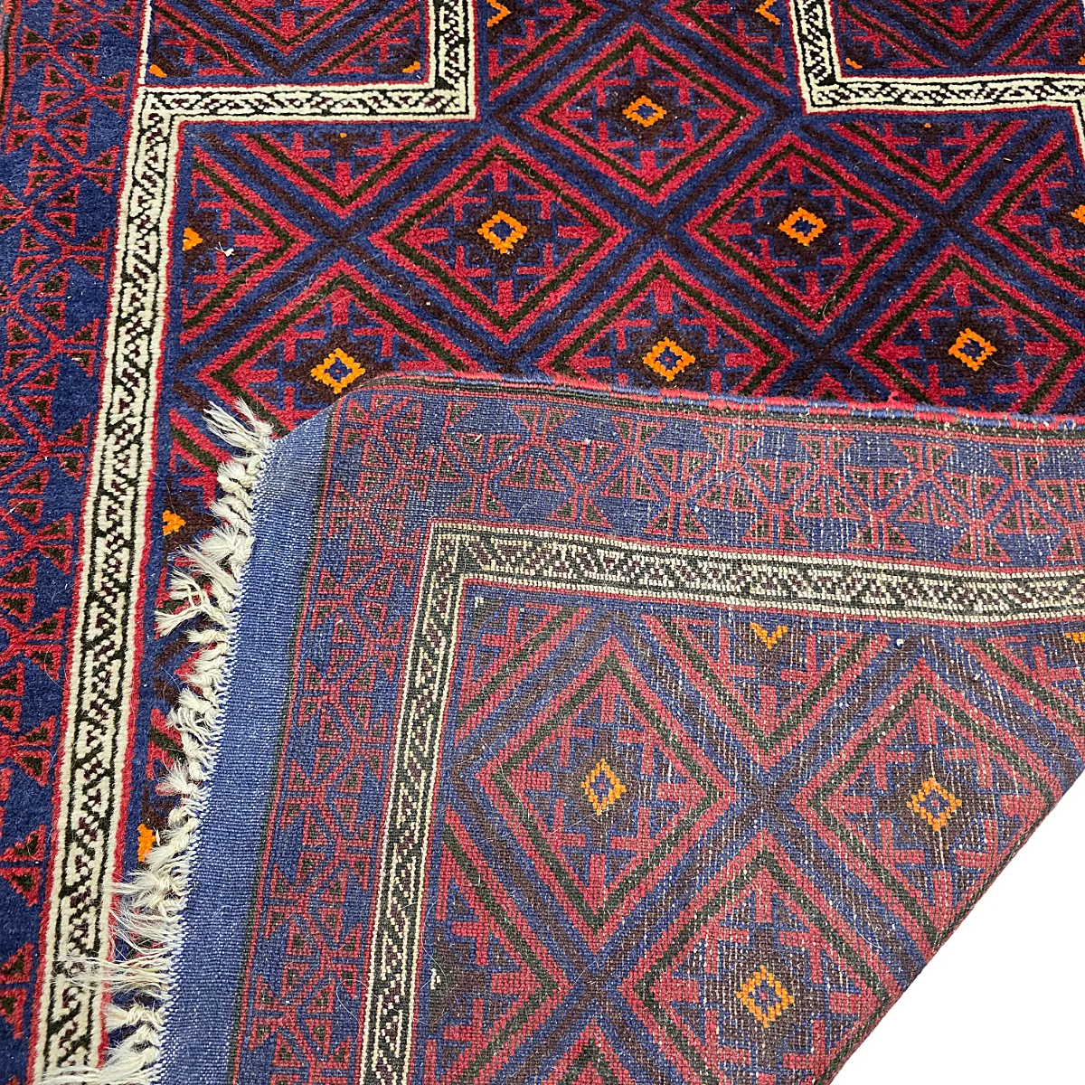 Vintage Afghan Hand Knotted Wool Baluch Rug, 1970s photo Textiles
