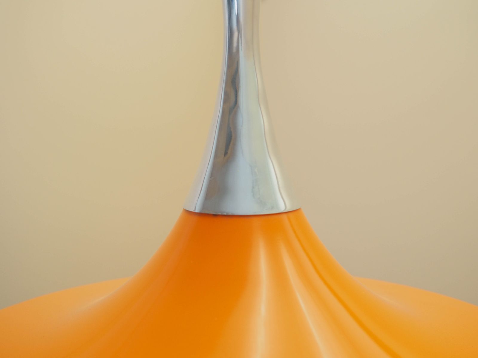 Deense Hanglamp Ca. Jaren 1960 Met Oranje Metalen Kap In Scandinavisch Modern Stijl photo buy