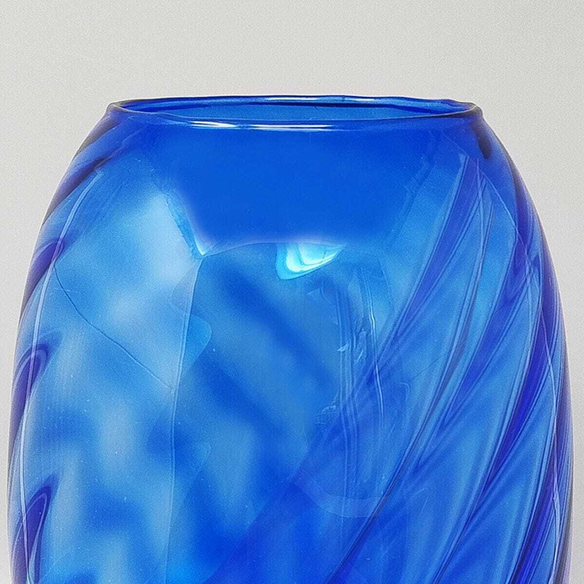 1970s Gorgeous Large Blue Vase By Ind. Vetraria Valdarnese. Made In Italy photo vinterior