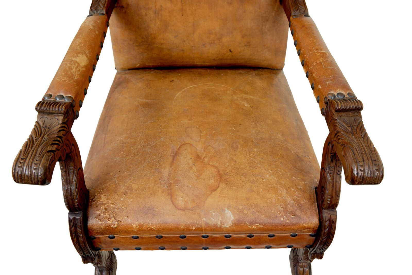 Pair Of 19th Century Oak And Embossed Leather Armchairs photo Furniture