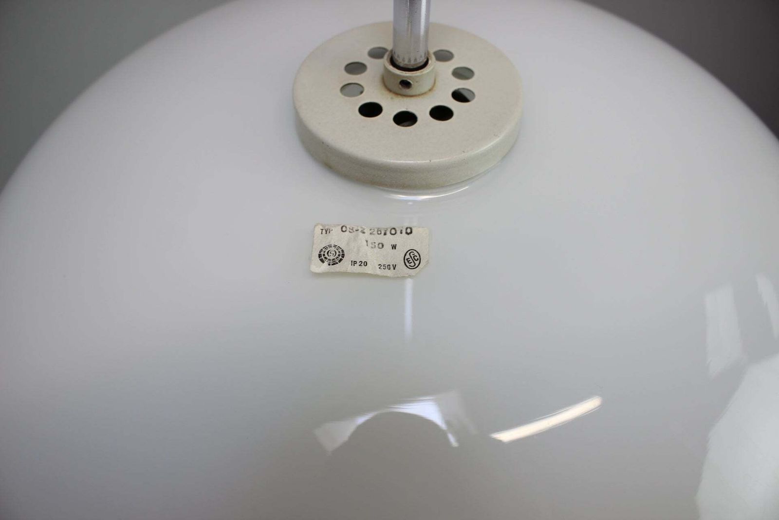 1970s Czechoslovakian Space Age Opaline Milk Glass Pendant Lamp photo 696.0