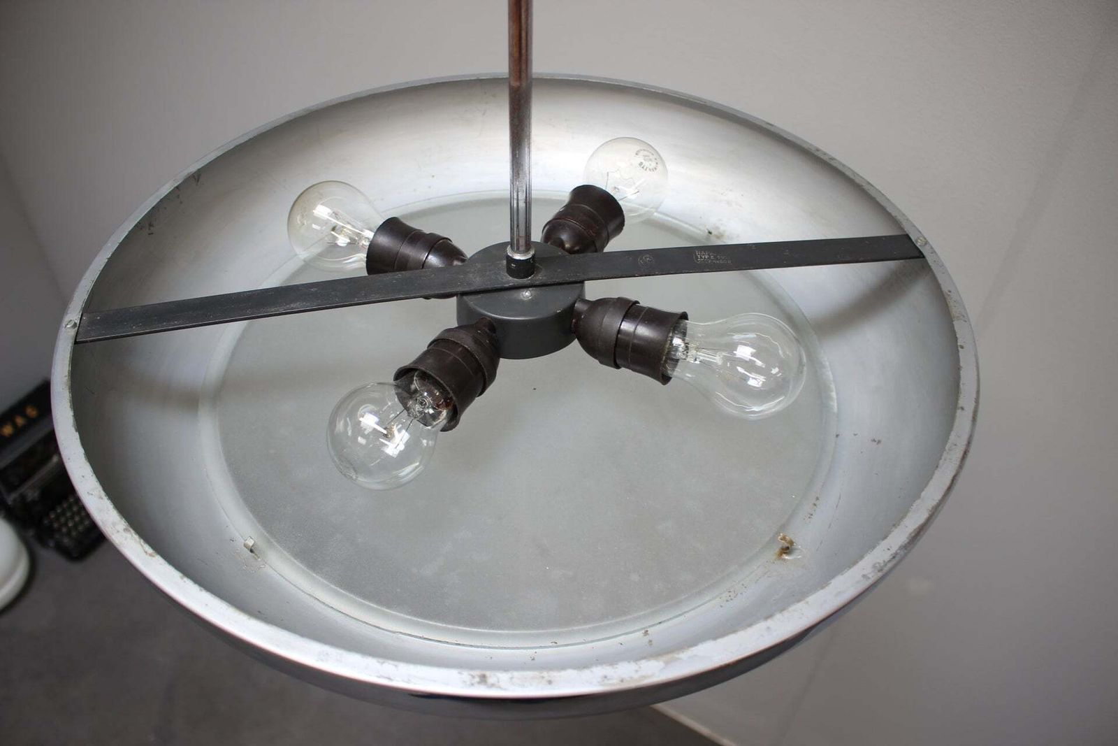 Lighting Bauhaus Ufo Pendant Lamp By Josef Hůrka For Napako, Czechoslovakia, 1930s photo