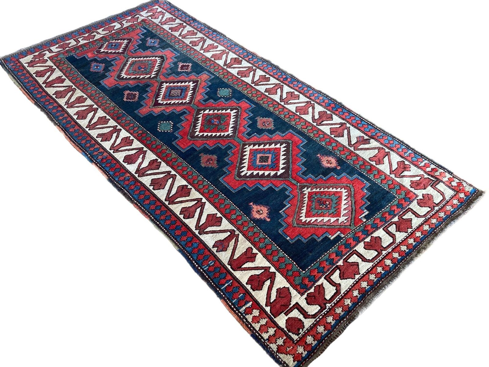 Antique Caucasian Kazak Rug 2.34m X 1.18m photo for sale