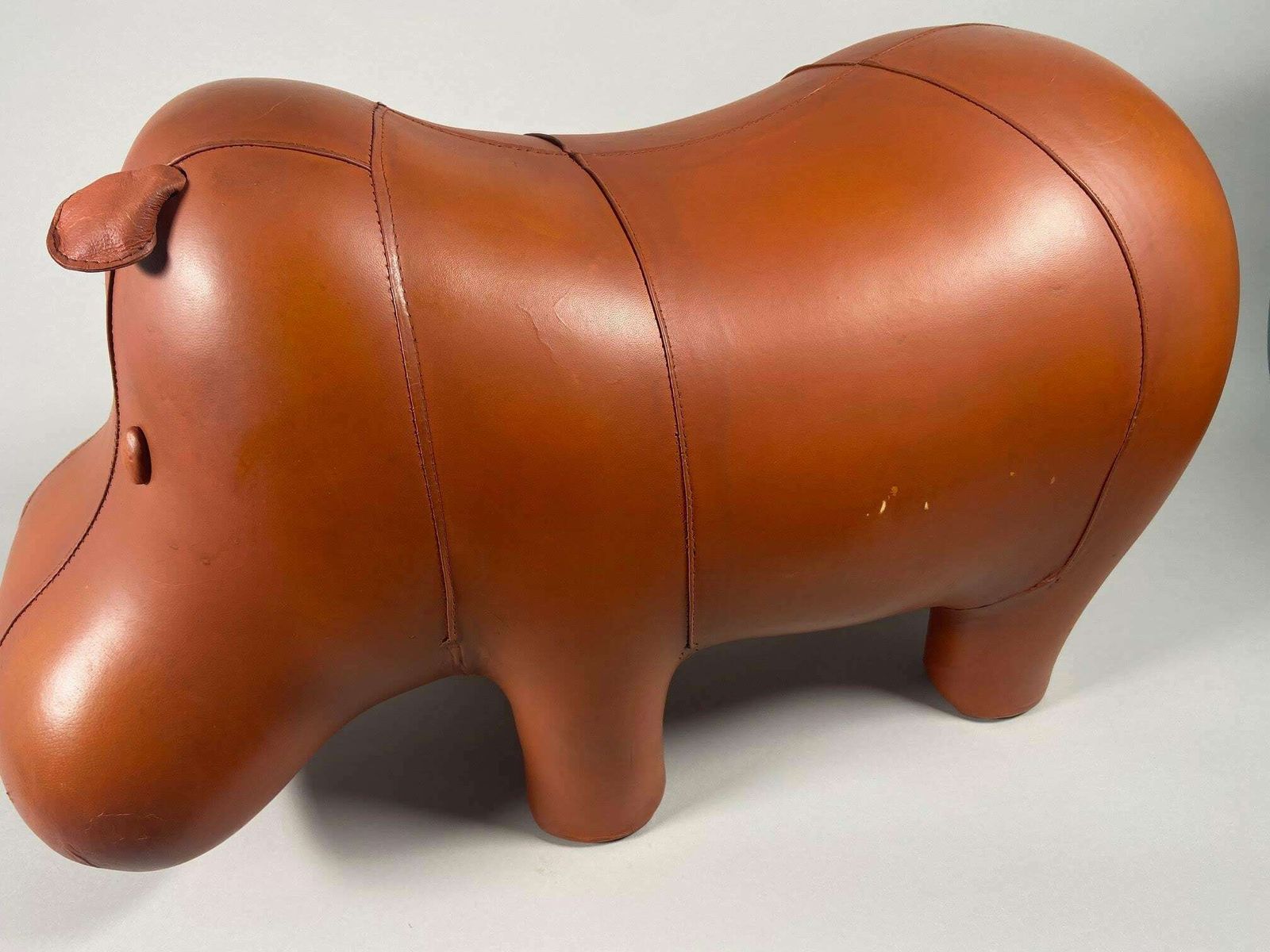 Vintage Dimitri Omersa Style Skin Footstool 1970 Handmade Hippo photo Furniture