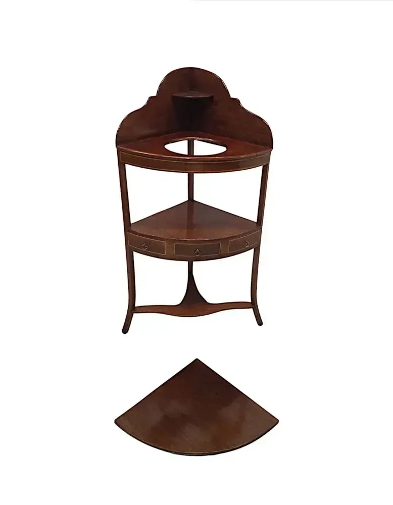 A Fabulous Georgian Inlaid Mahogany Corner Table Or Wash Stand photo 1031.33