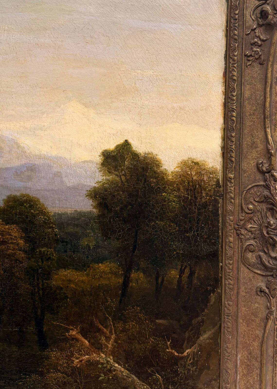 Fine Victorian Painting Figures Resting In Expansive Highland Mountain Landscape photo for sale