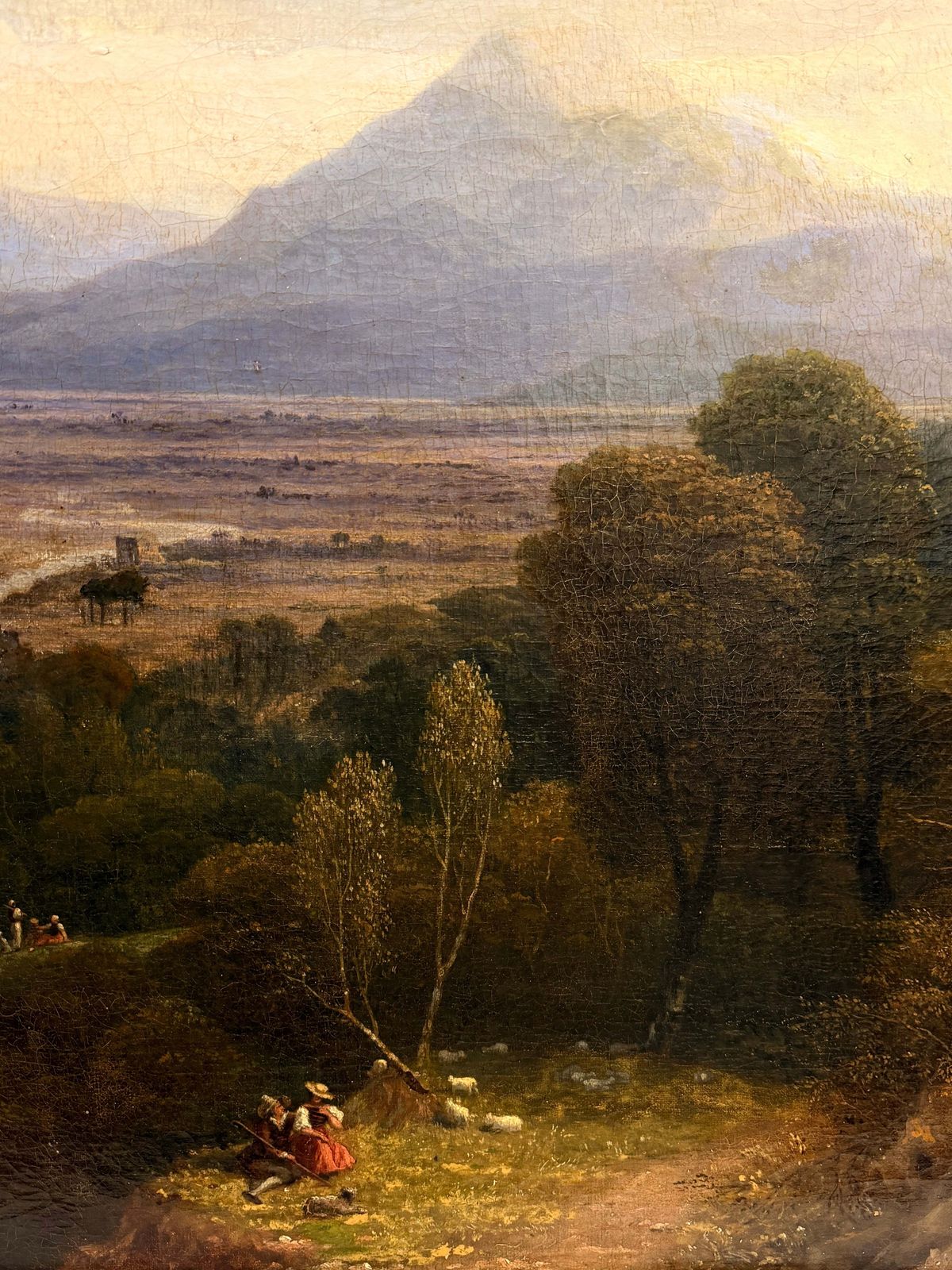 Fine Victorian Painting Figures Resting In Expansive Highland Mountain Landscape photo 2651.0