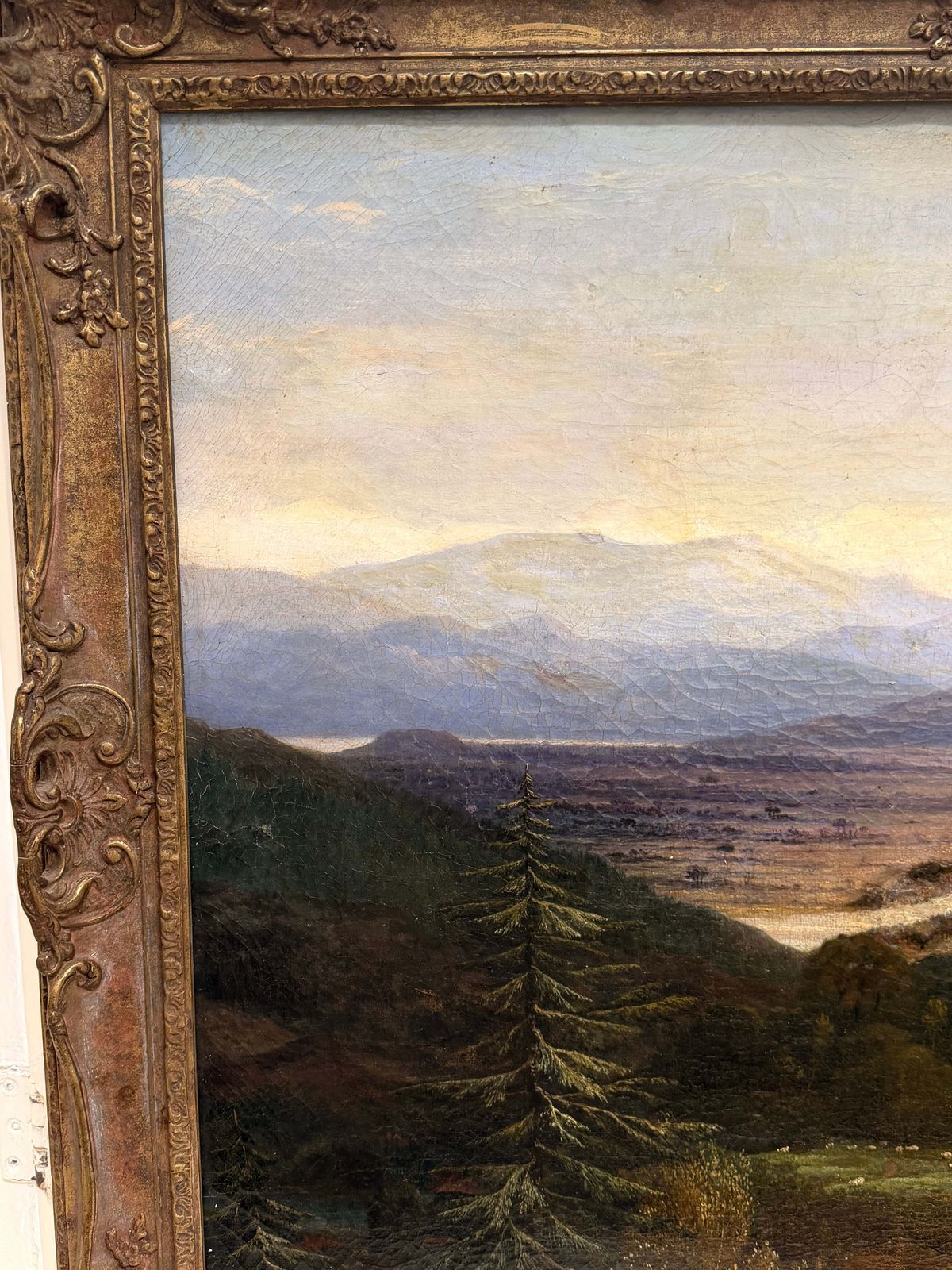 photo furniture Fine Victorian Painting Figures Resting In Expansive Highland Mountain Landscape