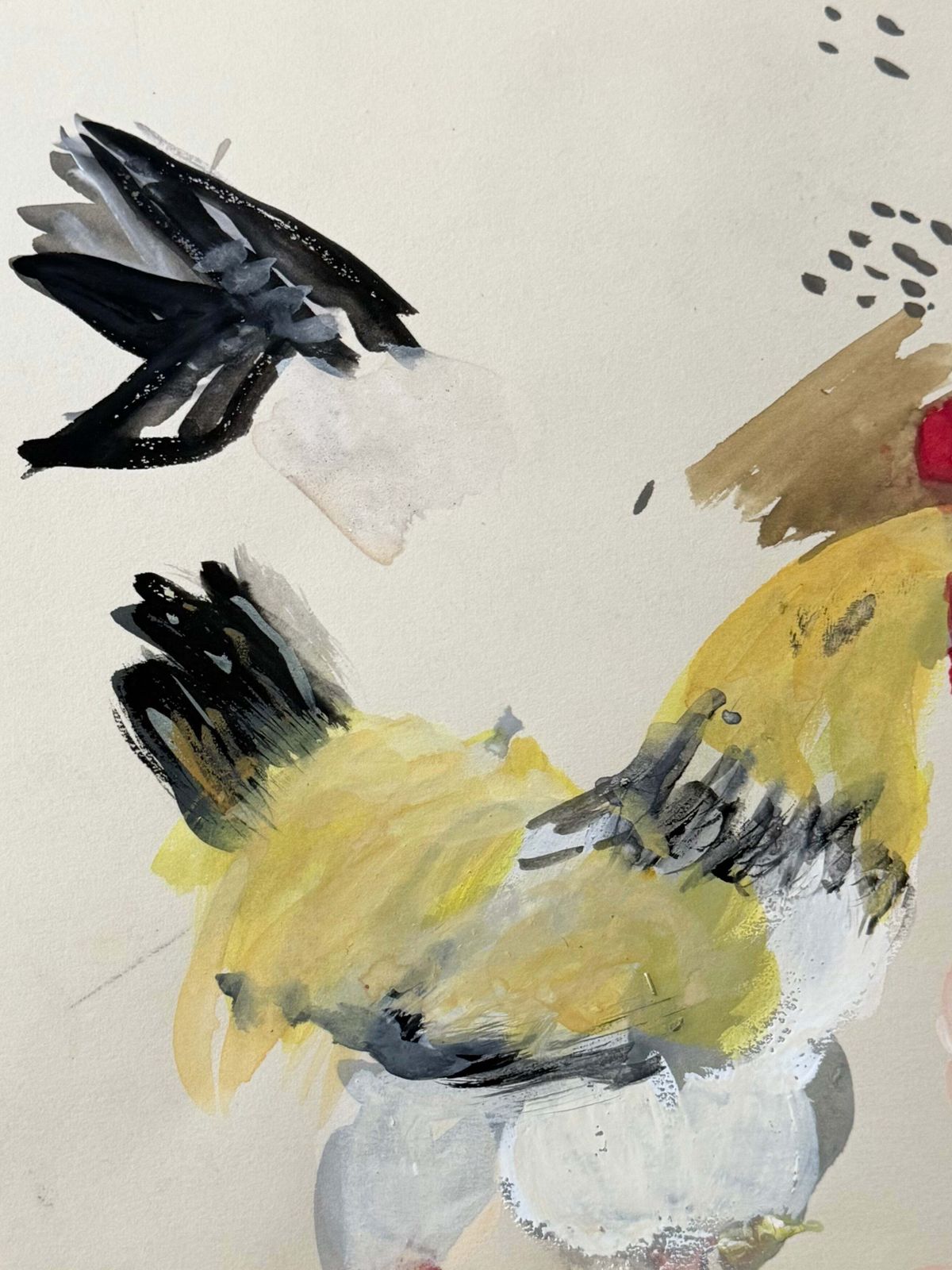 Étude animalière moderniste française, coq, gouache photo for sale