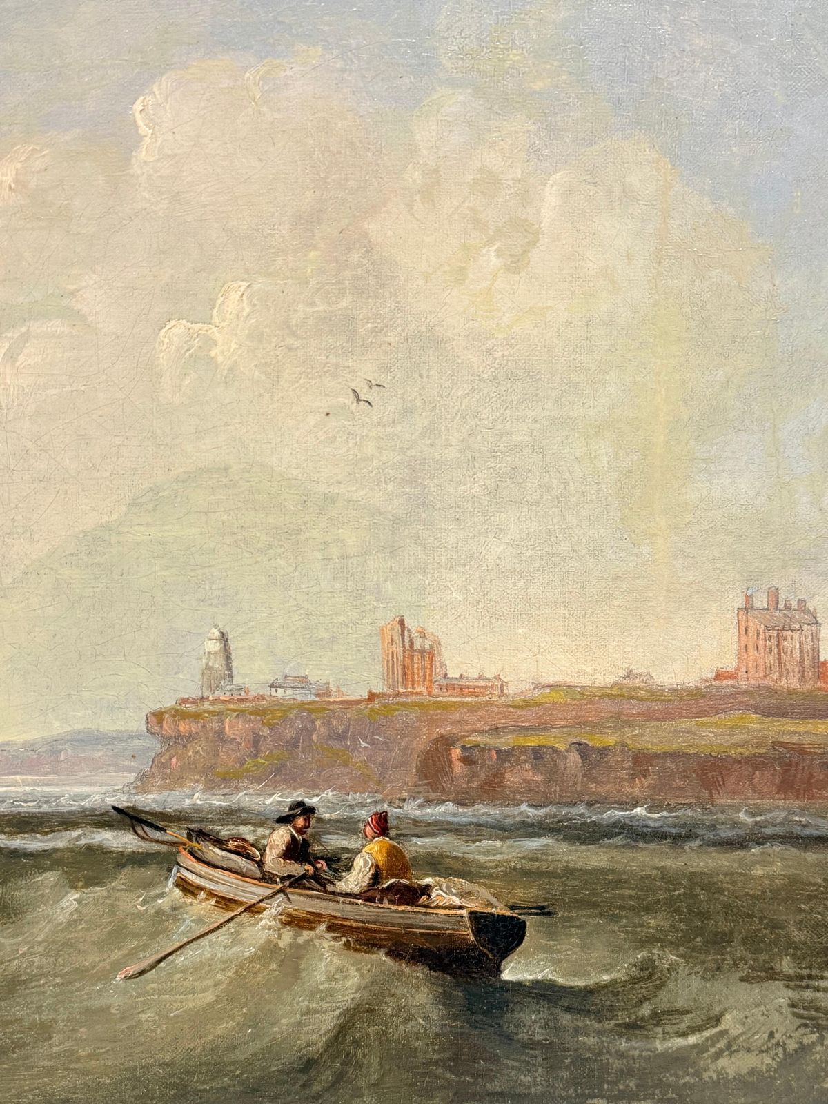 Peinture marine britannique du XIXe siècle, voiliers au large de Tynemouth Priory & Castle photo Art