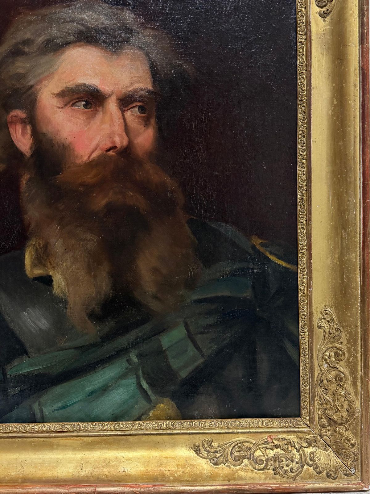 Portrait Of A Bearded Gentleman In Green 19th Century French Oil Painting photo Art