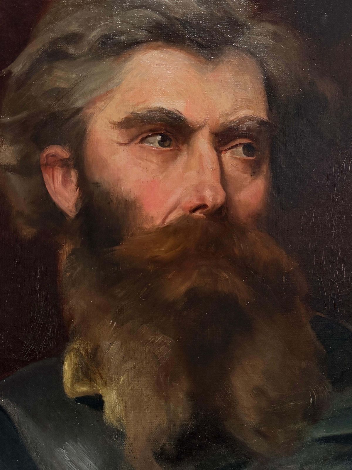 Portrait d'un gentleman barbu en vert, peinture à l'huile française du XIXe siècle photo 1479.0