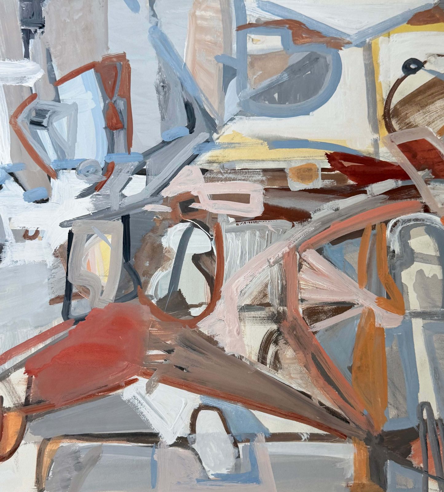 Paysage urbain abstrait, gouache moderniste française, années 1950 photo Art