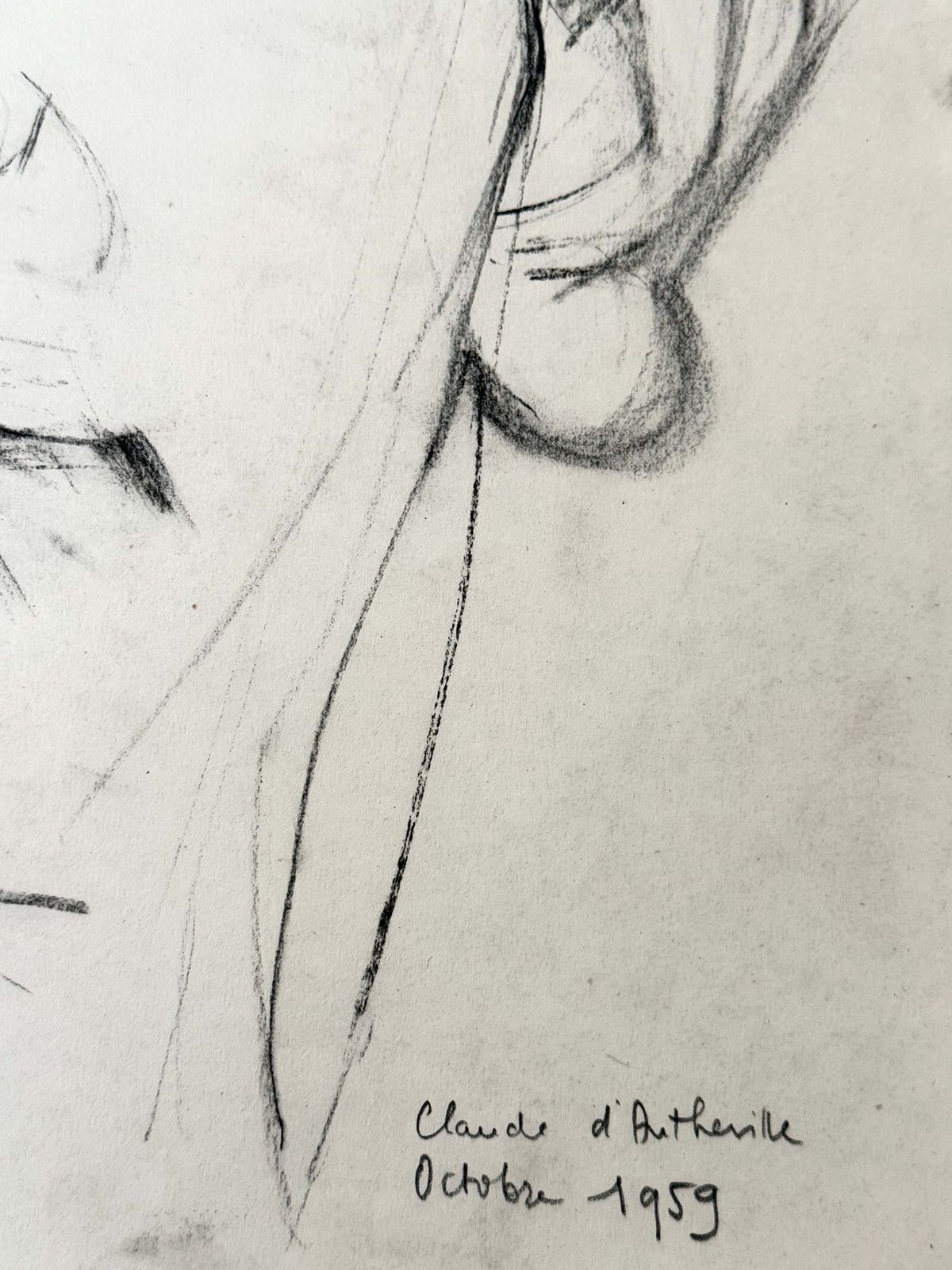 Portrait d'un gentleman, dessin au crayon moderniste cubiste français photo Art