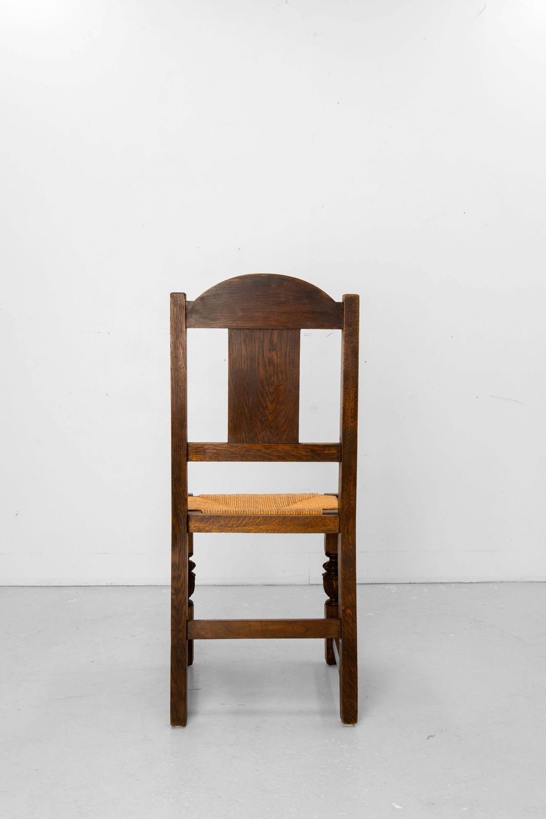Six Spanish Oak Dining Chairs Rush Seats, Circa 1950 photo buy