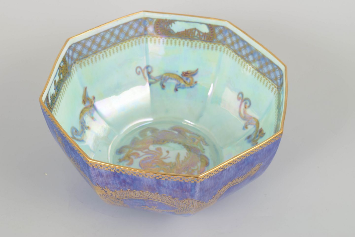 Daisy Makeig Jones For Wedgwood. Fairyland Lustre Bowl With Dragon, 1930s. photo furniture