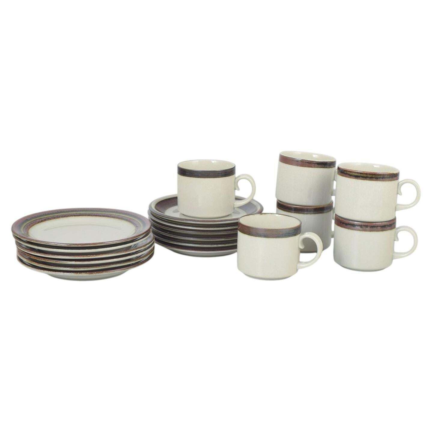 Arabia. Set Of Six Tea Cups With Saucers And Six Cake Plates. Karelia Series.