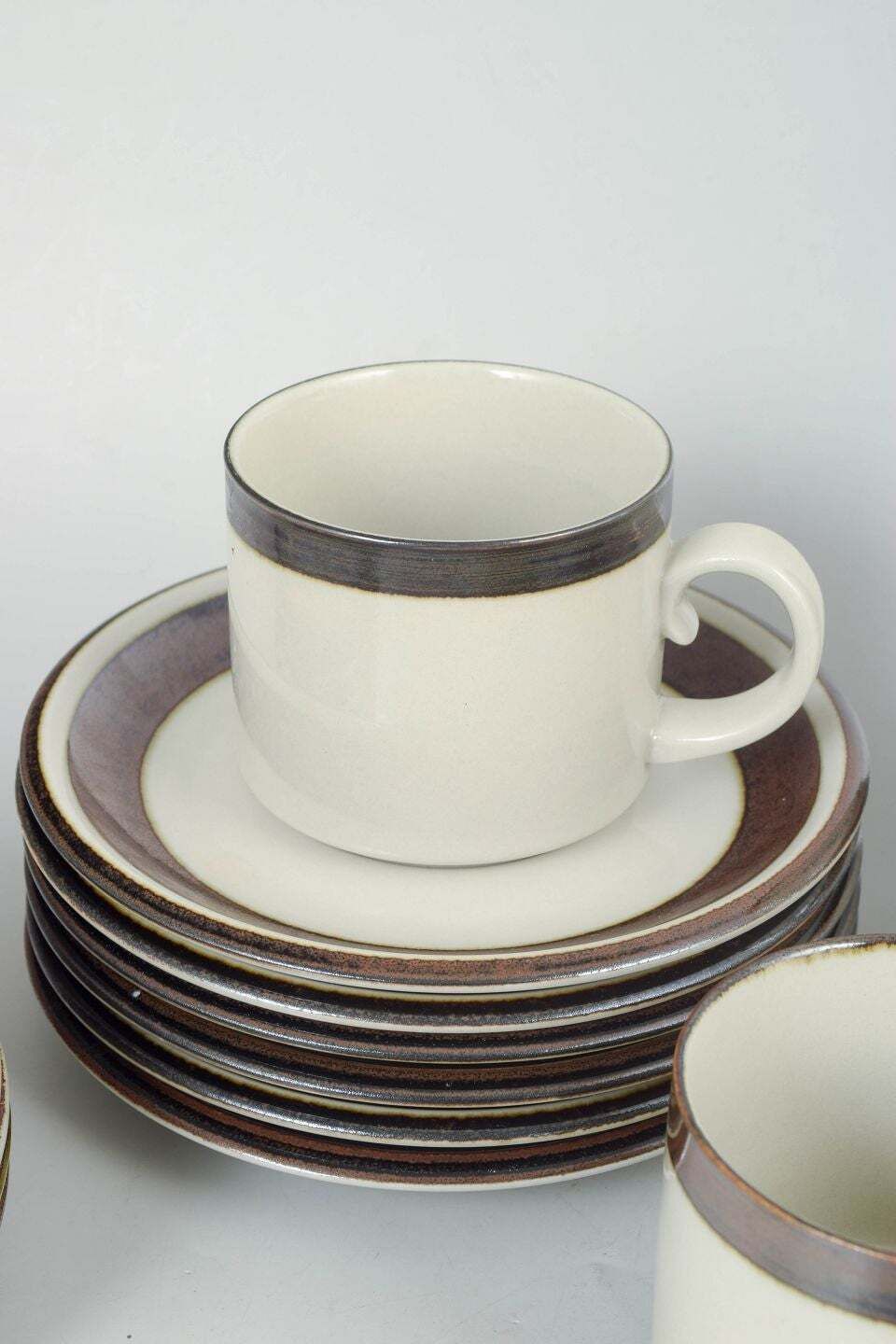 Arabia. Set Of Six Tea Cups With Saucers And Six Cake Plates. Karelia Series. photo for sale