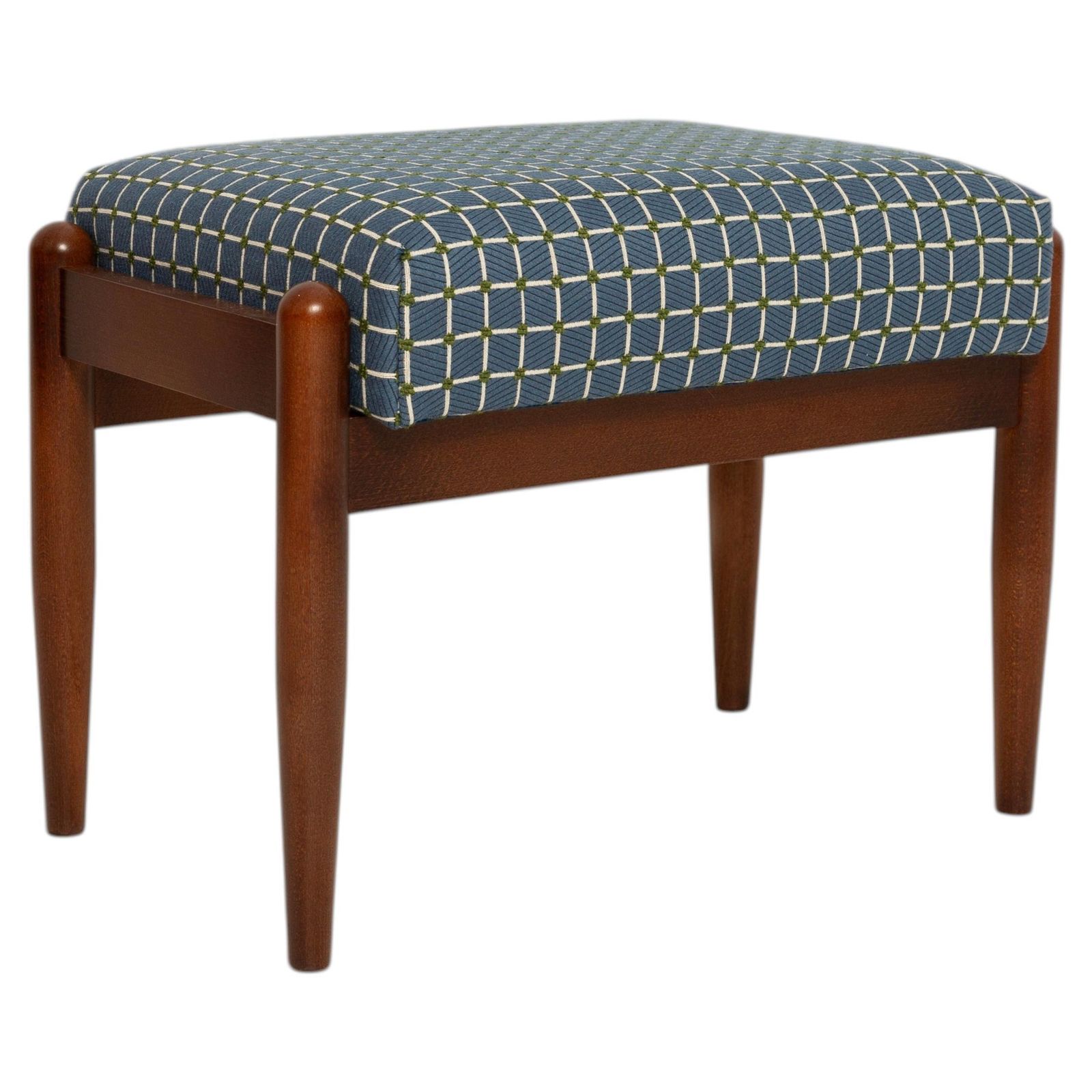 Mid Century GFM kruk in blauw jacquard, E. Homa, Europa, jaren 1960