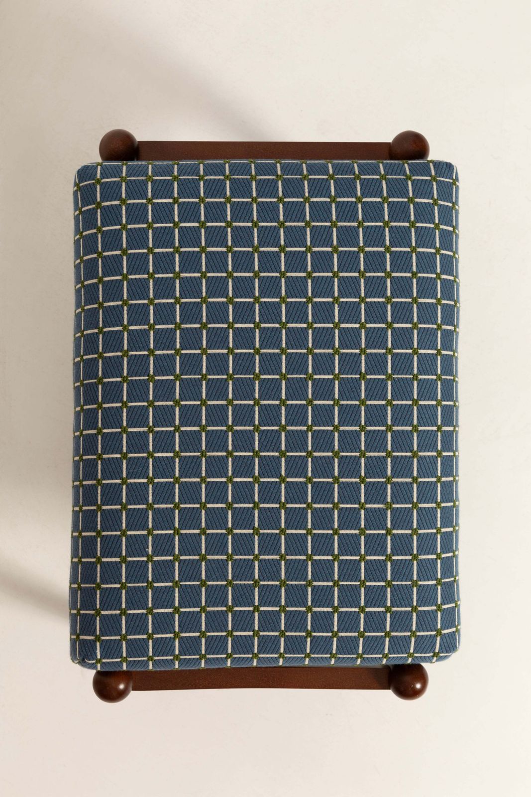 Pair Of Mid Century Gfm Stools In Blue Jacquard, E. Homa, Europe, 1960s photo Furniture