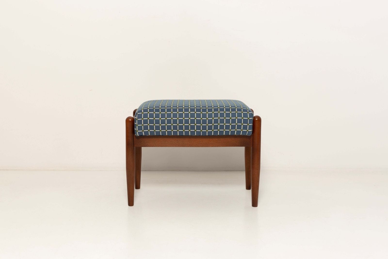 Paar Mid-Century GFM Krukken in Blauw Jacquard, E. Homa, Europa, jaren 1960 photo 780.0