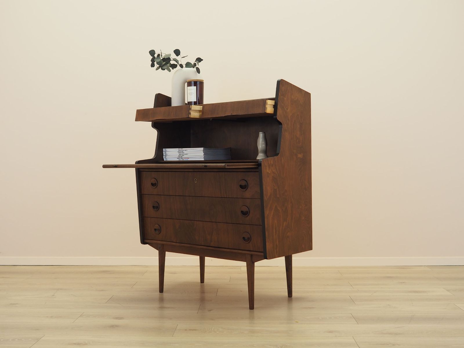 Danish Secretary Desk In Walnut Veneer From The 1960s With Pull Out Writing Surface photo Furniture