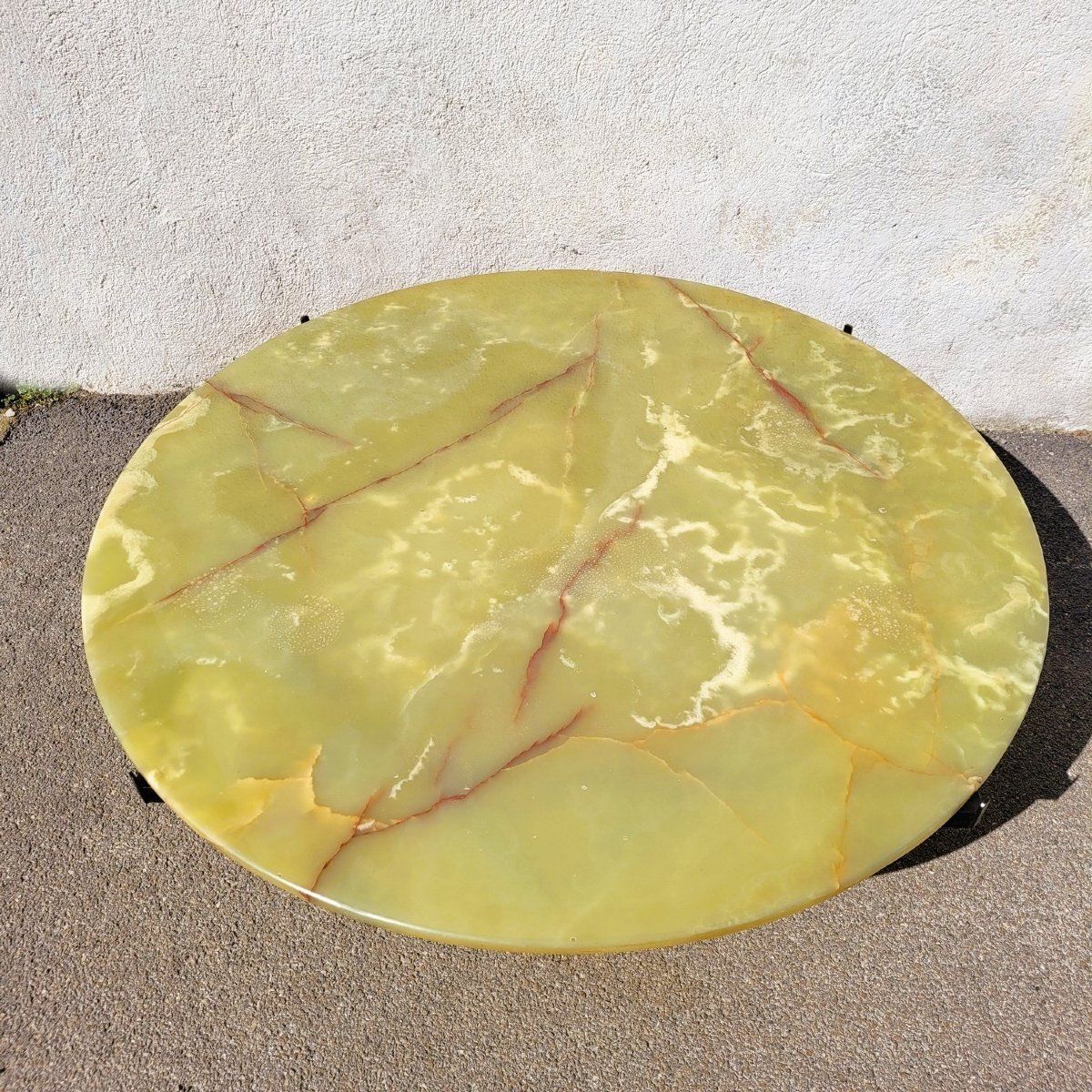 Table basse en fer et onyx, Italie, années 1970 photo Mobilier