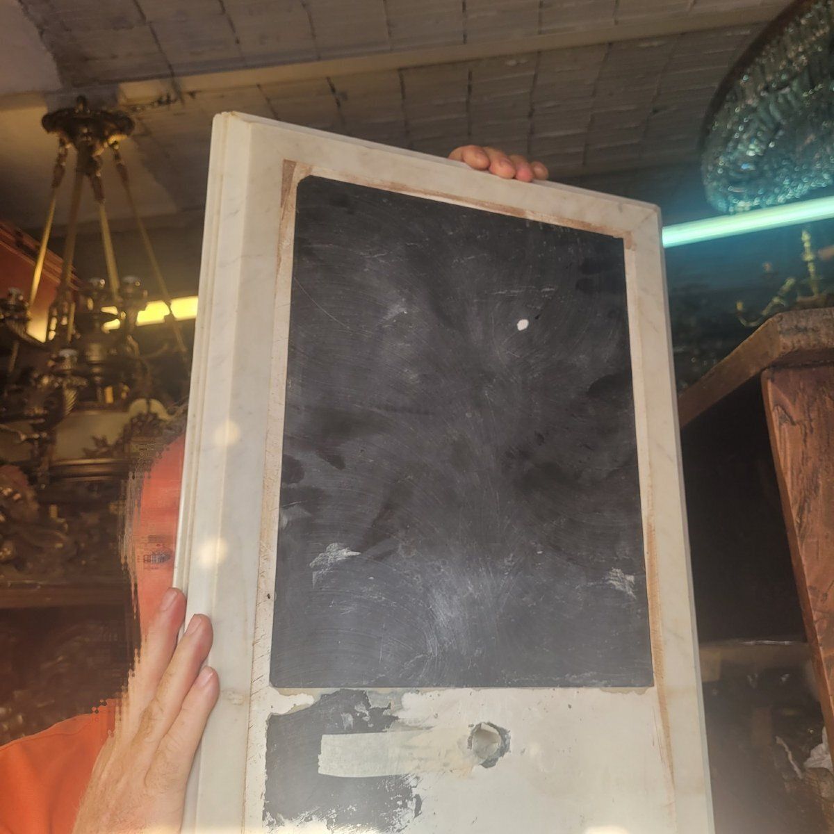 4500.0 Grande console centrale en marbre, 194 cm de longueur, fin du XIXe - début du XXe siècle photo
