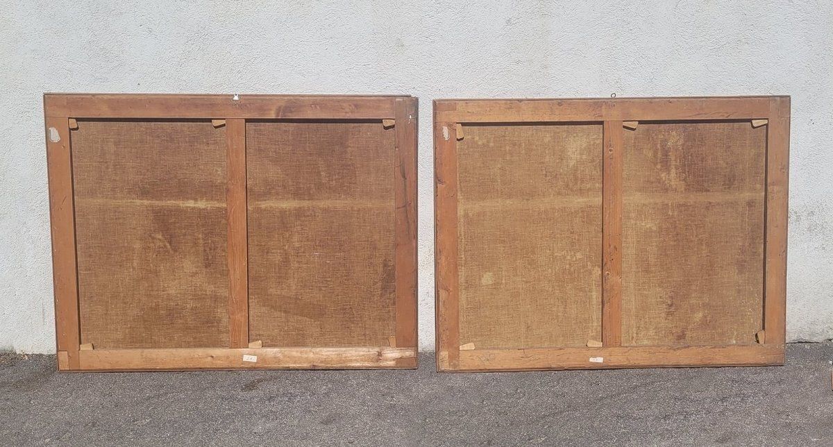 Paire de vues architecturales, 150 x 115 cm, Italie, XVIIe siècle photo for sale