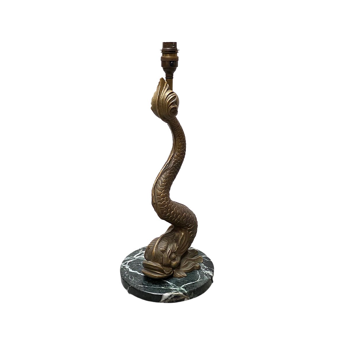 Mid Century Franse bronzen dolfijn tafellamp, jaren 1950 photo 265.0