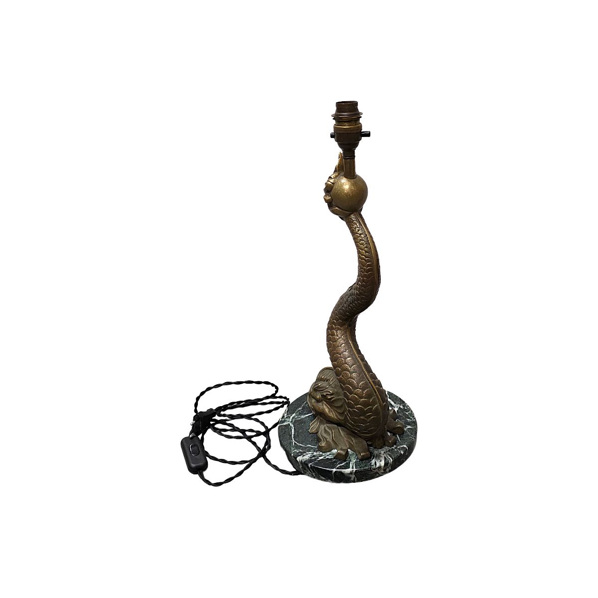 Mid Century Franse bronzen dolfijn tafellamp, jaren 1950 photo vinterior