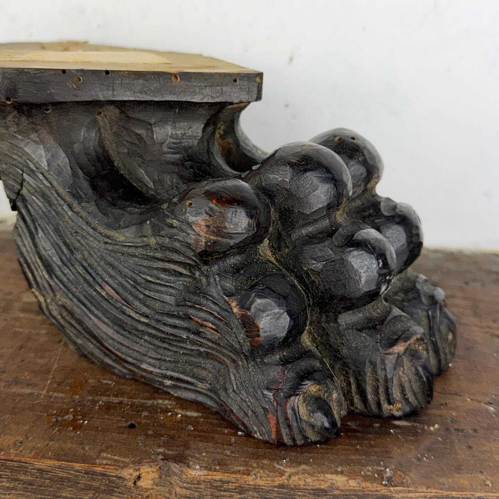 A Pair Of Antique Carved Wood Lion Paws, Large Italian Architectural Salvage Lion Feet photo Home Decor