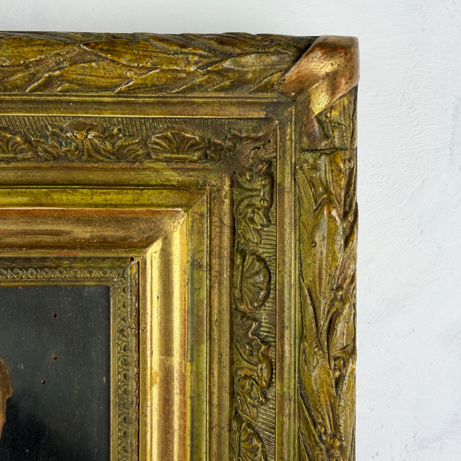 photo furniture 19e-eeuws portret, antiek Frans ingelijst portret van een vrouw, olieverf op paneel