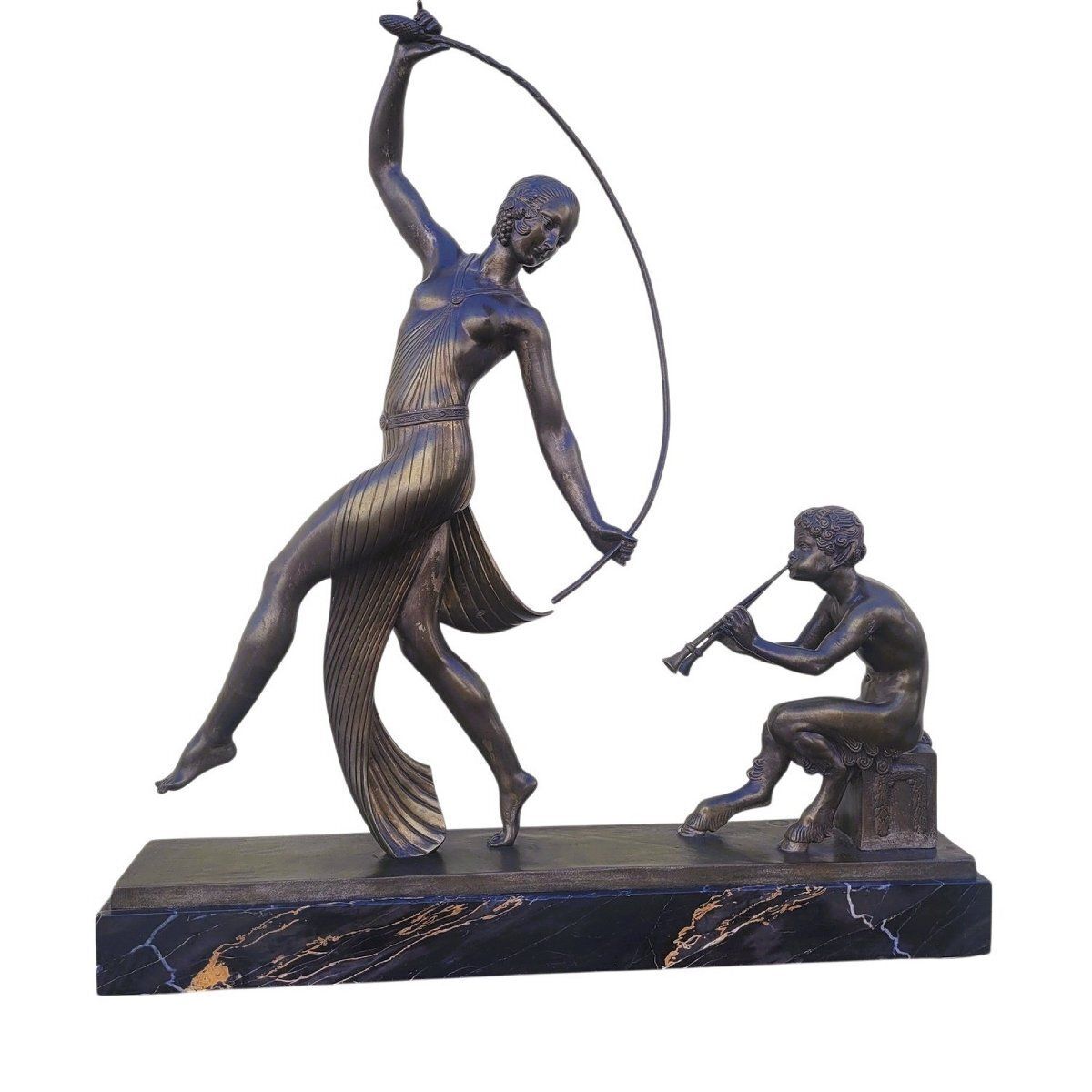 Jd Guirande, Dancer With A Thyrsus Art déco Bronze 20th Century