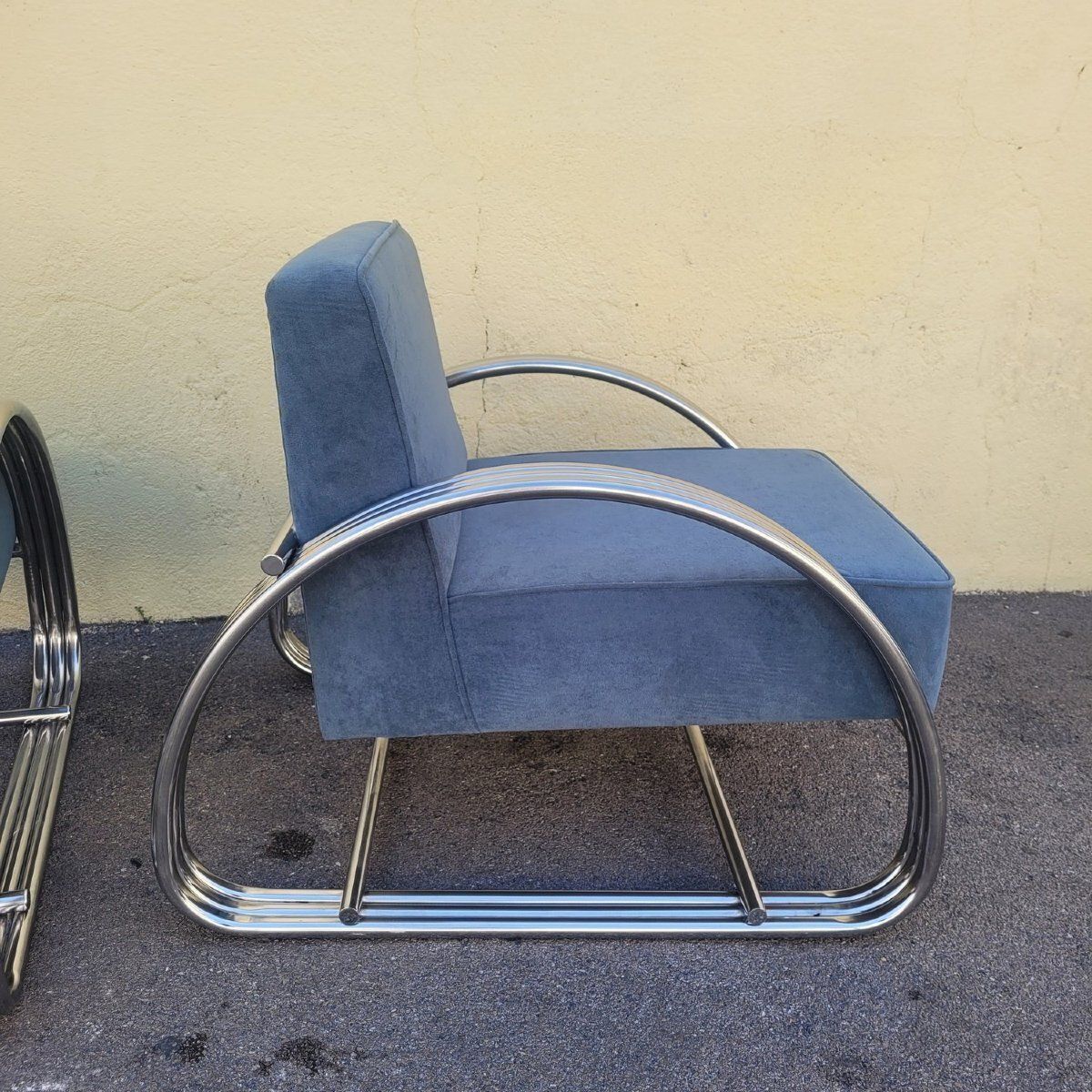 Naar R. Lauren, paar grote chromen fauteuils, 20e eeuw photo vinterior