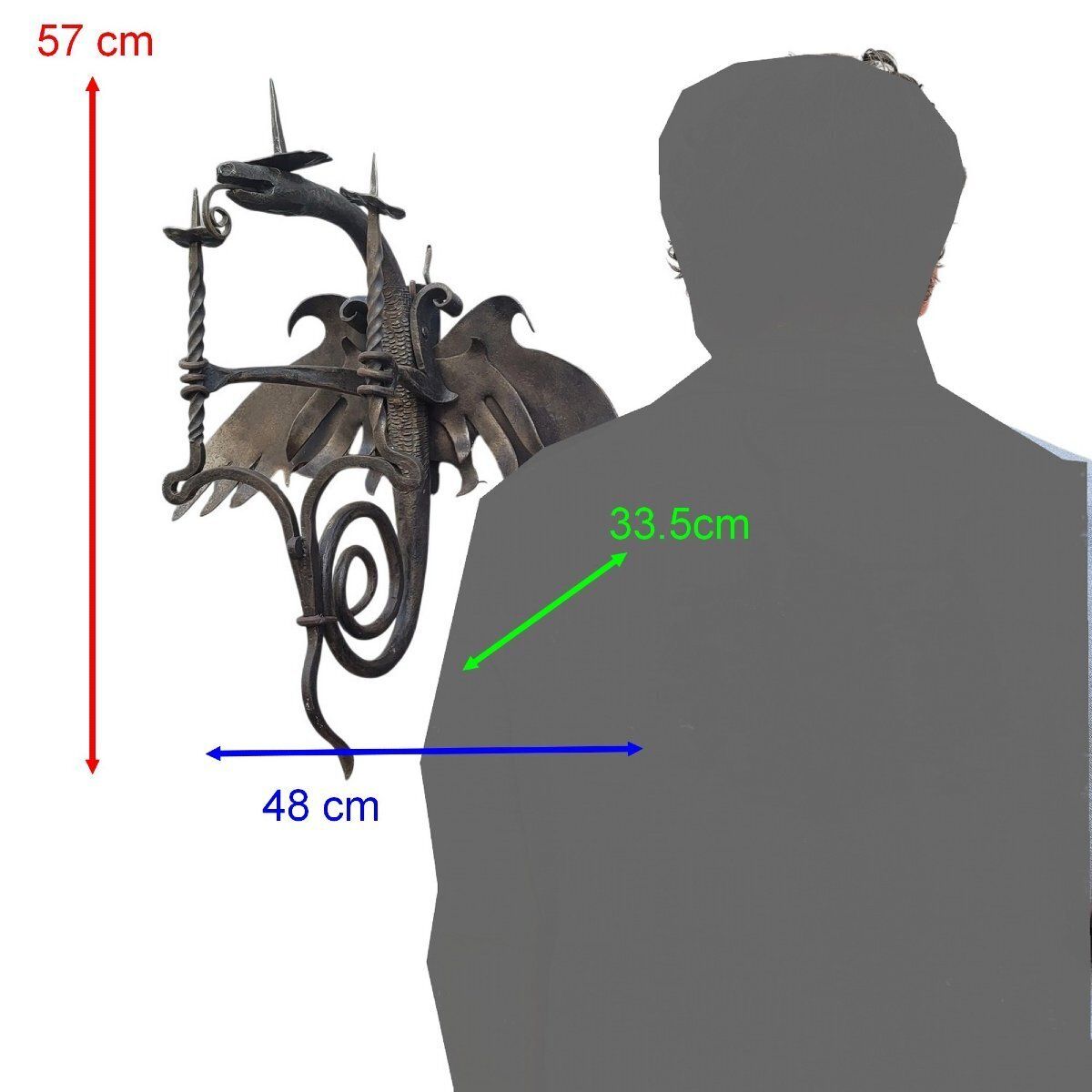 In The Mazzucotelli Style, 2 Wrought Iron Dragon Wall Sconces  Early 20th Century photo furniture
