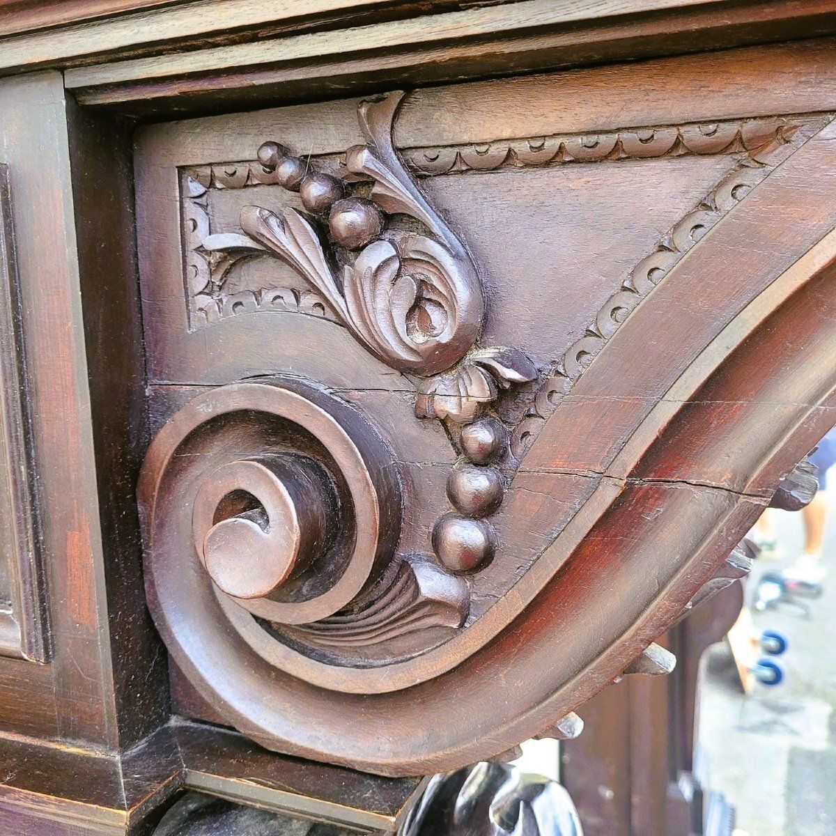Grande cheminée en noyer de style Renaissance, XIXe siècle photo vinterior