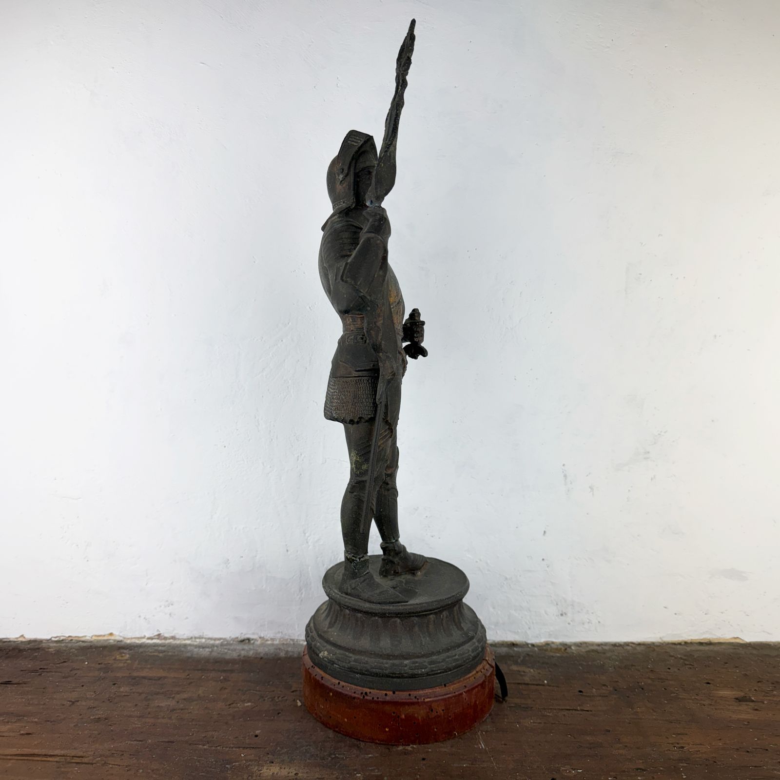 Antiek Frans ridderbeeldje, spelterstandbeeld, Jeanne d'Arc photo Kunst