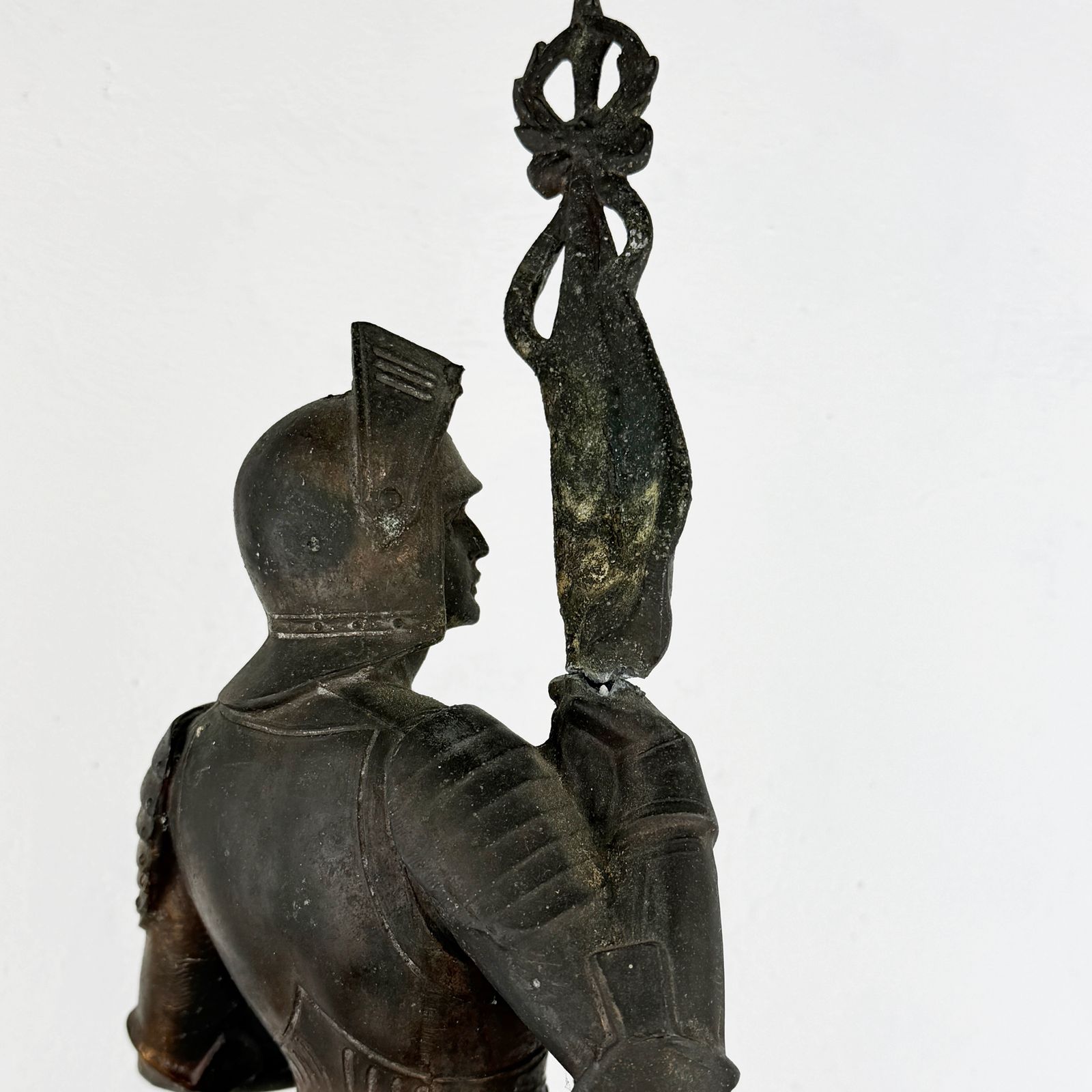 Antiek Frans ridderbeeldje, spelterstandbeeld, Jeanne d'Arc photo buy