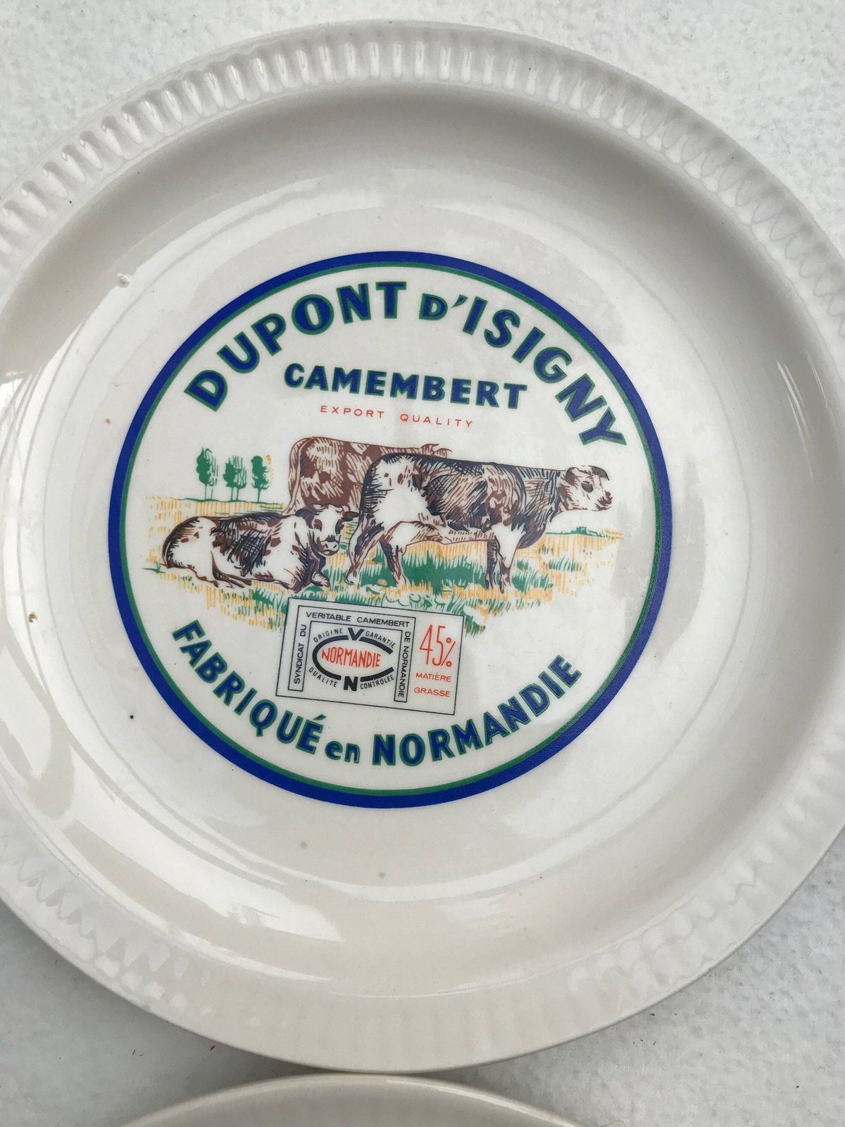 Vintage Franse kaasbordenset, Saint Amand reclame, set van 6 photo vintage