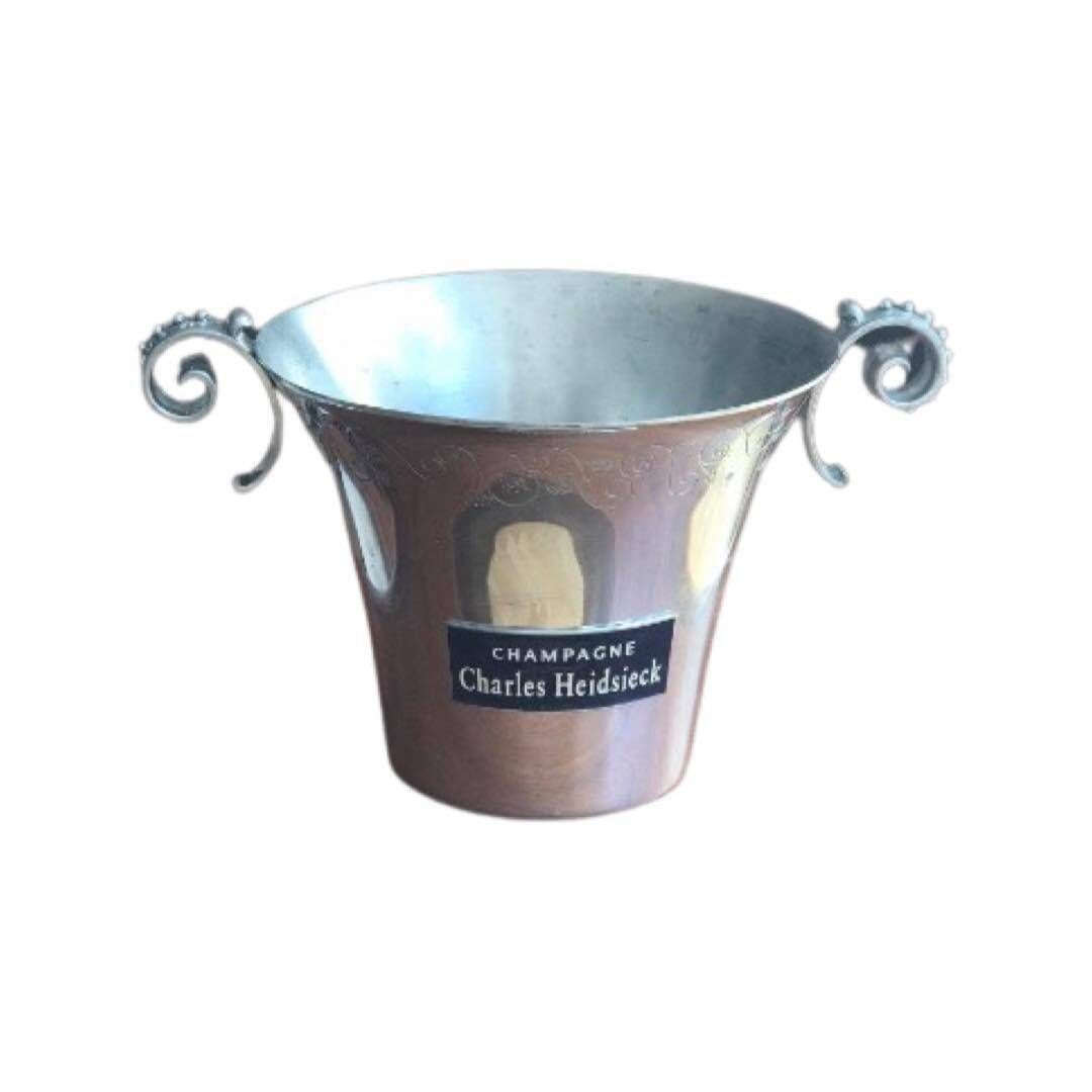 Vintage Charles Heidsieck Champagne Bucket: Pewter Wine Cooler, Bar Decor photo furniture