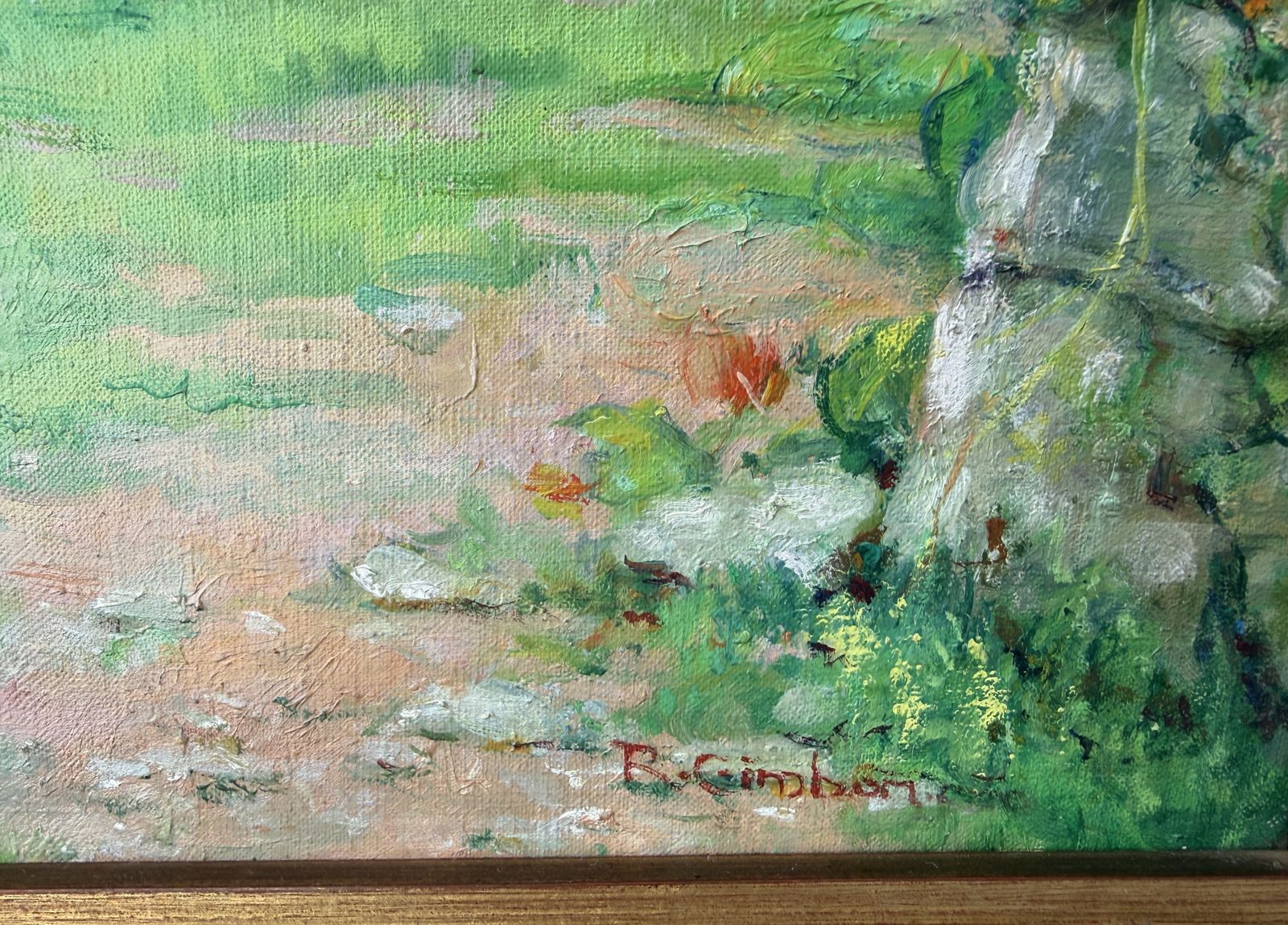 Ramón Gimbert Catalaans post-impressionistisch berglandschap, El Montmell Spanje Olieverf op doek 1965 photo furniture